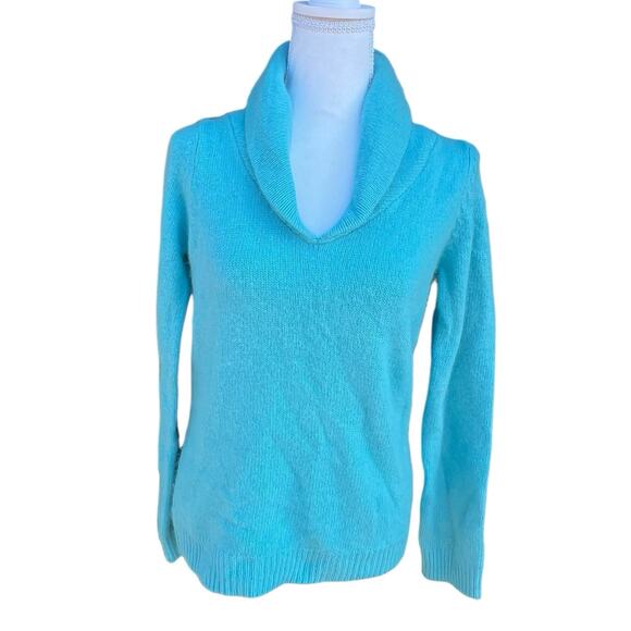 VTG Rafaella Angora Sweater Lambswool S Blue Cowl Neck Y2K 90s Quiet Luxury - Picture 9 of 9